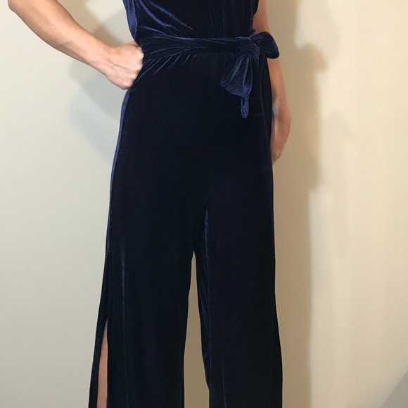 Gorgeous Navy Blue Velvet Romper - Picture 10 of 13
